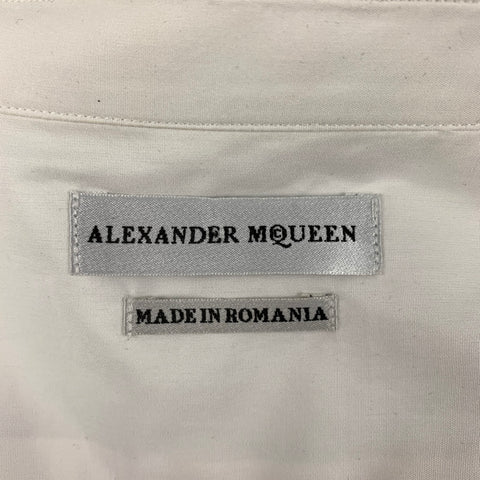 ALEXANDER MCQUEEN Size XL White Skeleton Embroidery Cotton Button Up Shirt