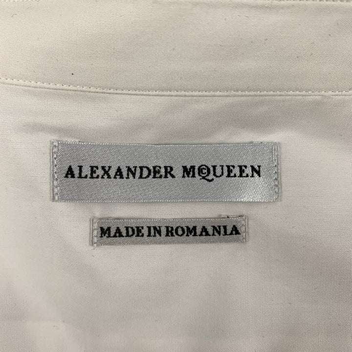 ALEXANDER MCQUEEN Taille XL Chemise boutonnée en coton brodé squelette blanc