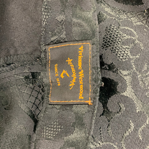 VIVIENNE WESTWOOD Size 32 Black Jacquard Polyester Cotton Dress Pants