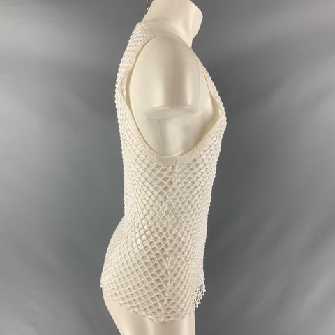 IRO Size XS White Mesh Viscose &  Elastane Crew-Neck Tank Top