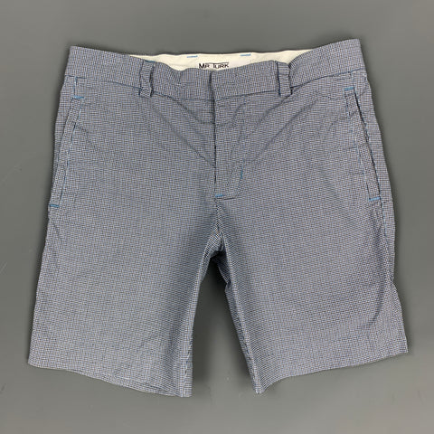 MR. TURK Size 28 Blue Checkered Cotton Zip Fly Shorts