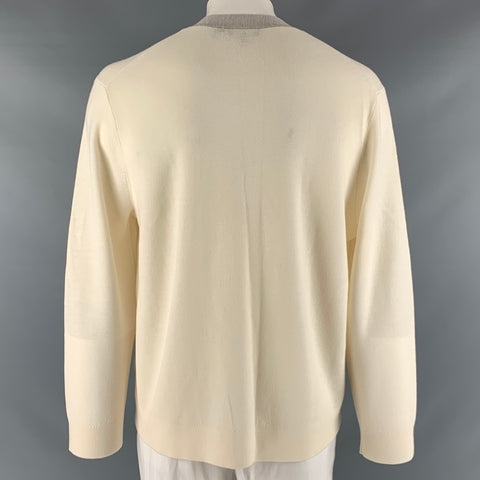 THEORY Size XXL Cream Taupe Merino Wool Blend V-Neck Cardigan