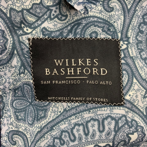 SAMUELSOHN for WILKES BASHFORD Size 38 Regular Navy & White Window Pane Wool / Mohair Suit