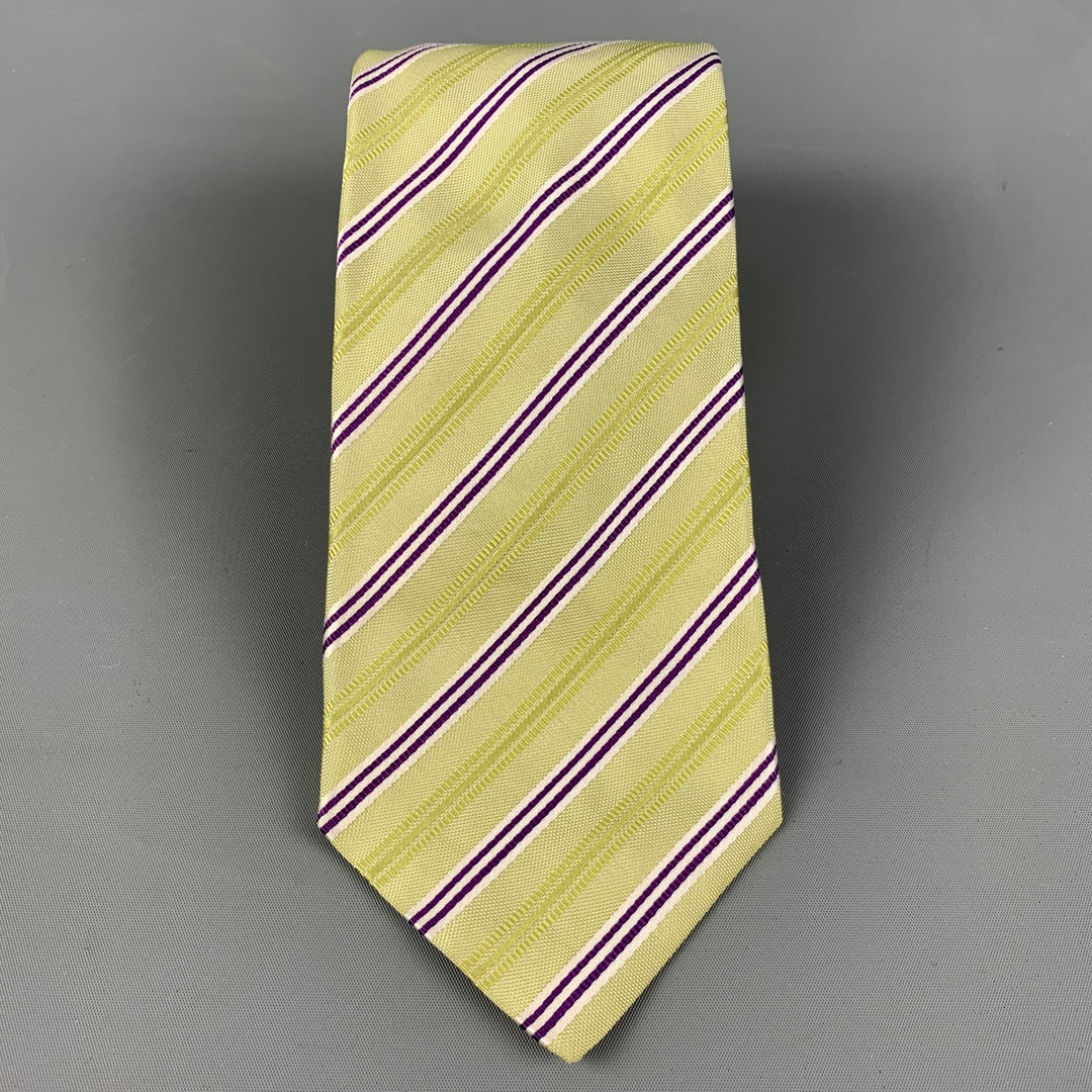 KITON Green & Purple Diagonal Stripe Tie