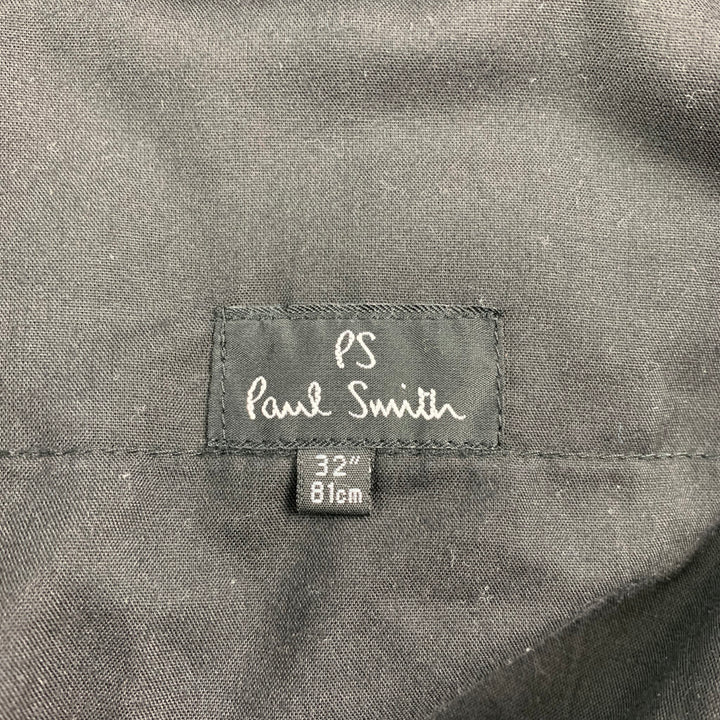 PAUL SMITH Talla 32 Pantalones de vestir con parte delantera plana de mezcla de lana a rayas negras y rojas