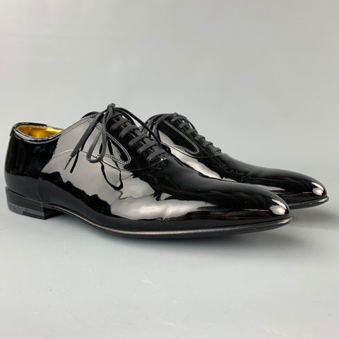 BALLY Garrett Size 8 Black Patent Leather Lace Up Shoes