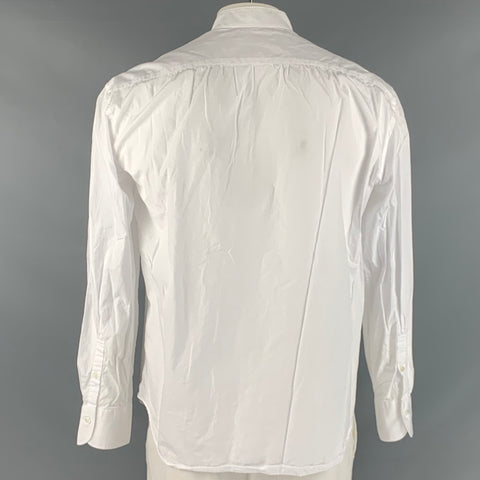 BOURRIENNE Size XL White Textured Cotton Tuxedo Long Sleeve Shirt