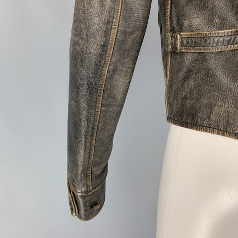 RALPH LAUREN Size S Brown Antique Leather Biker Jacket