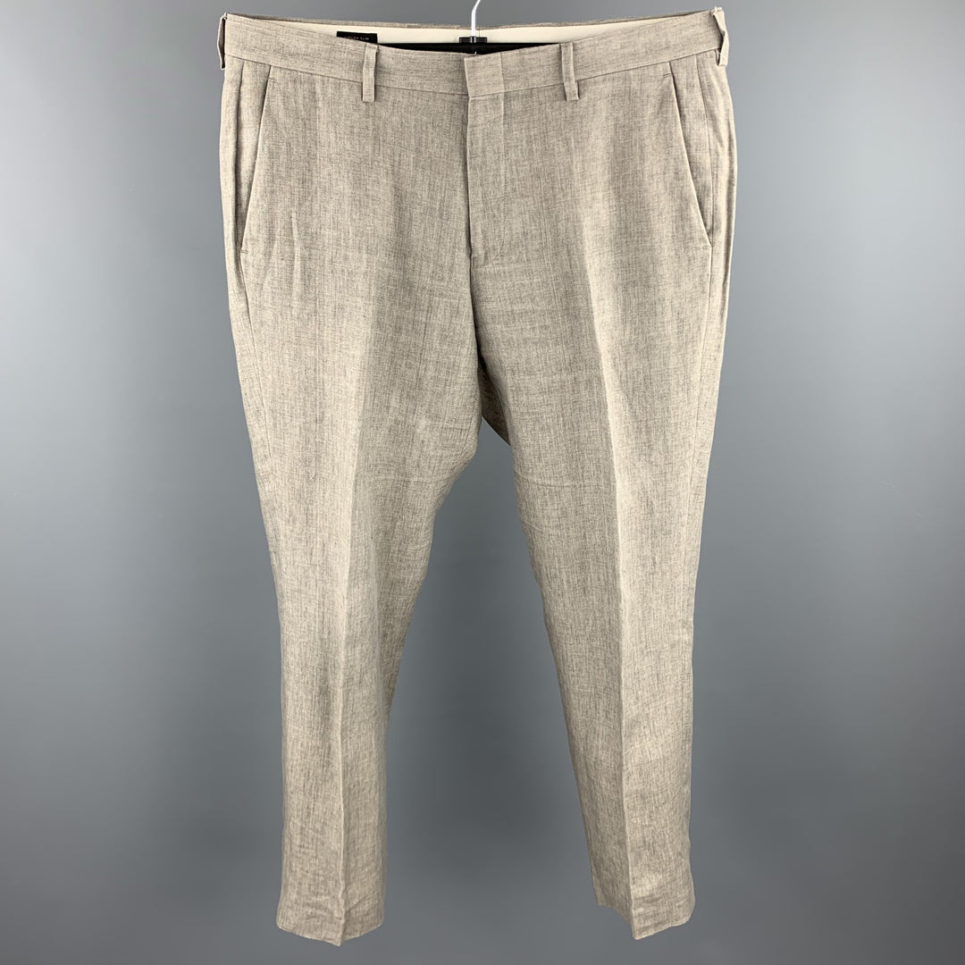 J. CREW Pantalones de vestir con parte delantera plana de lino color topo talla 32