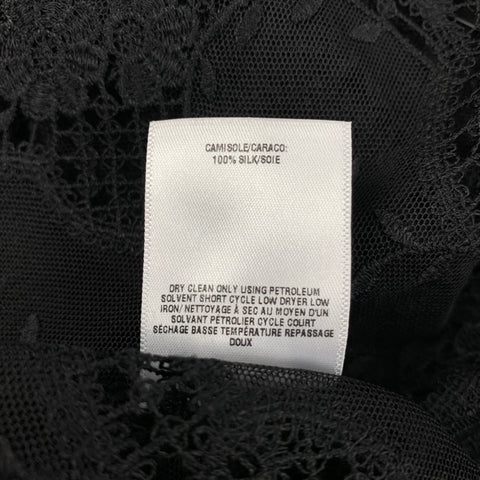 OSCAR DE LA RENTA Size 6 Black Silk Lace Bell Sleeves Blouse