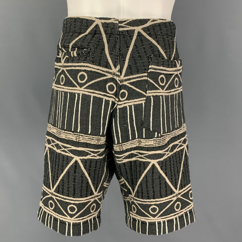 MONITALY Size S Grey Beige Abstract Pleated Shorts