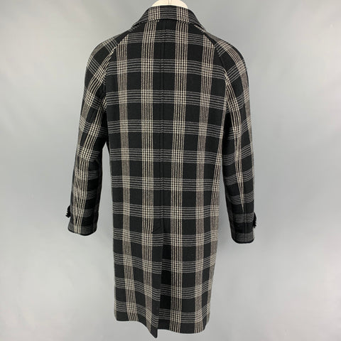 THE KOOPLES Size M Black White Plaid Cotton Blend Coat