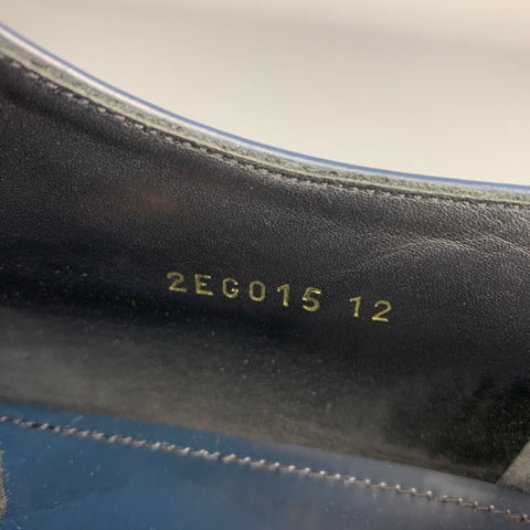 PRADA Size 13 Blue Perforated Leather Wingtip Lace Up Shoes