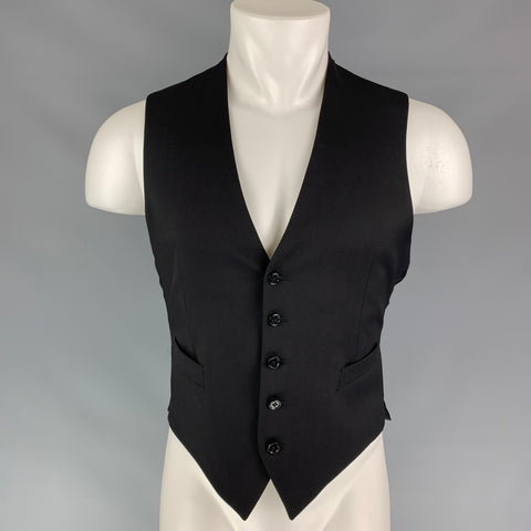 RALPH LAUREN Black Label Size 38 Black Wool Classic Vest