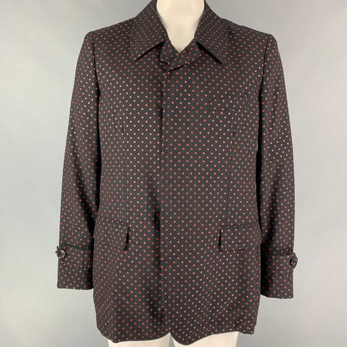 COMME des GARCONS HOMME PLUS Abrigo de lana con lunares negros y rojos talla XL