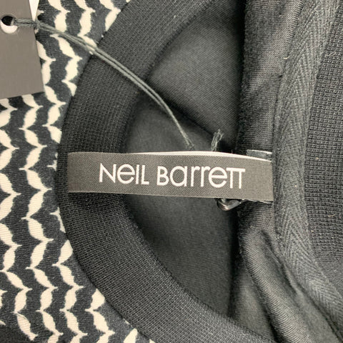 NEIL BARRETT Size XXL Black White Lyocell Cotton Pullover