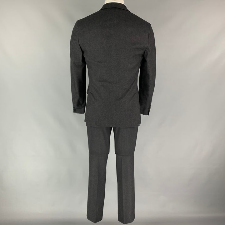 PRADA Size 38 Charcoal Wool Single Breasted Peak Lapel Suit