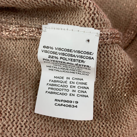 MARC JACOBS Size L Rose Gold Grey Metallic Viscose Blend Short Sleeve Pullover