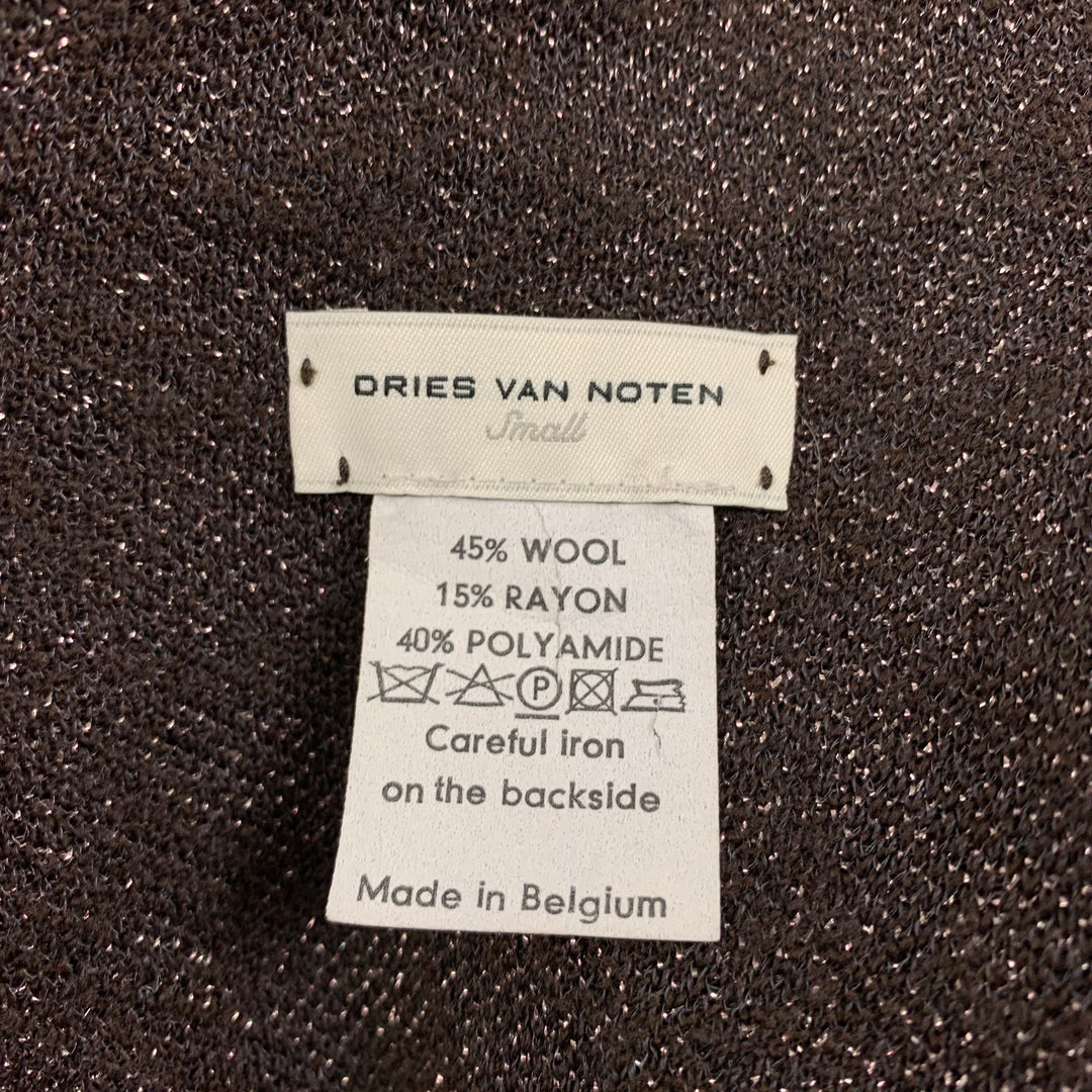 DRIES VAN NOTEN Size S Brown Copper Wool Rayon Abstract Cardigan