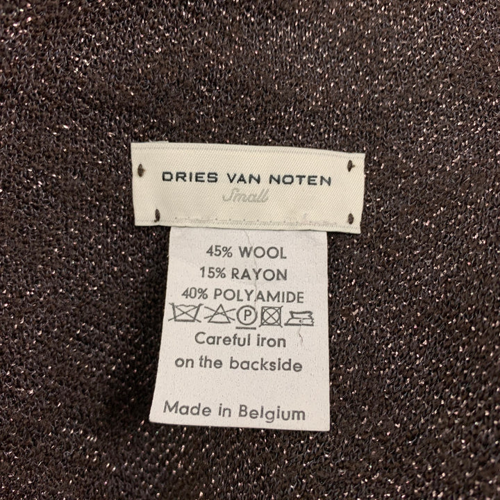 DRIES VAN NOTEN Size S Brown Copper Wool Rayon Abstract Cardigan