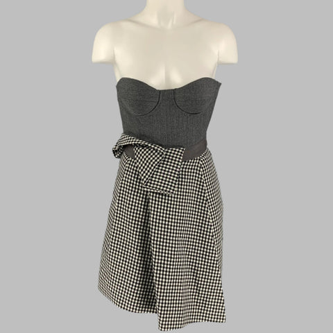 RICHARD NICOLL Size 6 Grey Wool & Cashmere Mixed Fabrics Black & White Dress