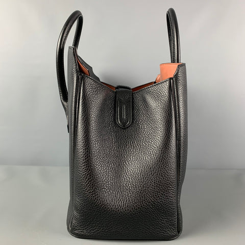 BALLY Black Pebble Grain Leather Top Handles Handbag