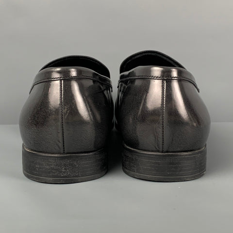 GIORGIO ARMANI Size 11 Charcoal Black Ombre Leather Slip On Loafers