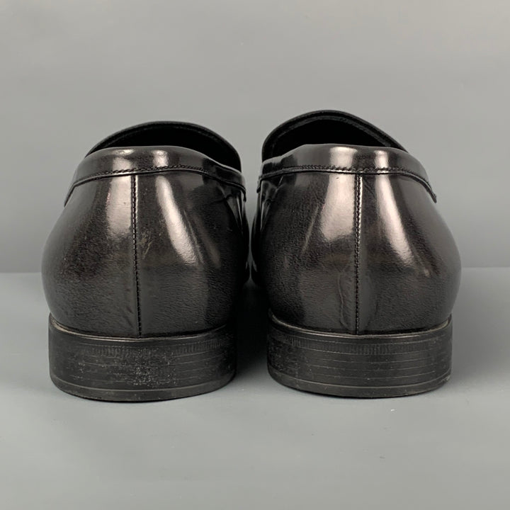 GIORGIO ARMANI Size 11 Charcoal Black Ombre Leather Slip On  display picture 1
