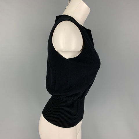 ARMANI COLLEZIONI Size 6 Black Viscose Polyester Sleeveless Casual Top