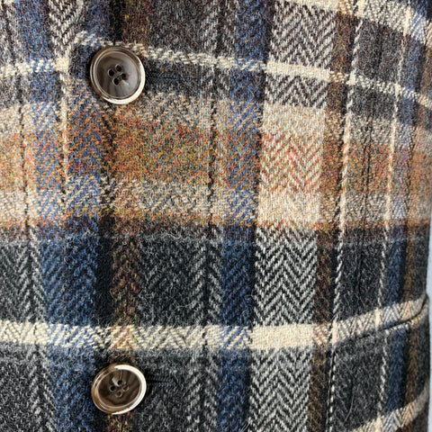 SUITSUPPLY Chest Size 40 Navy Beige Plaid Wool Single breasted Sport Coat