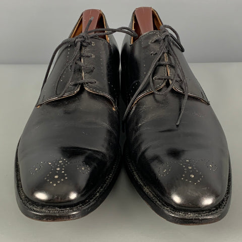 GRENSON Talla 9 Zapatos con cordones de cuero perforado negro