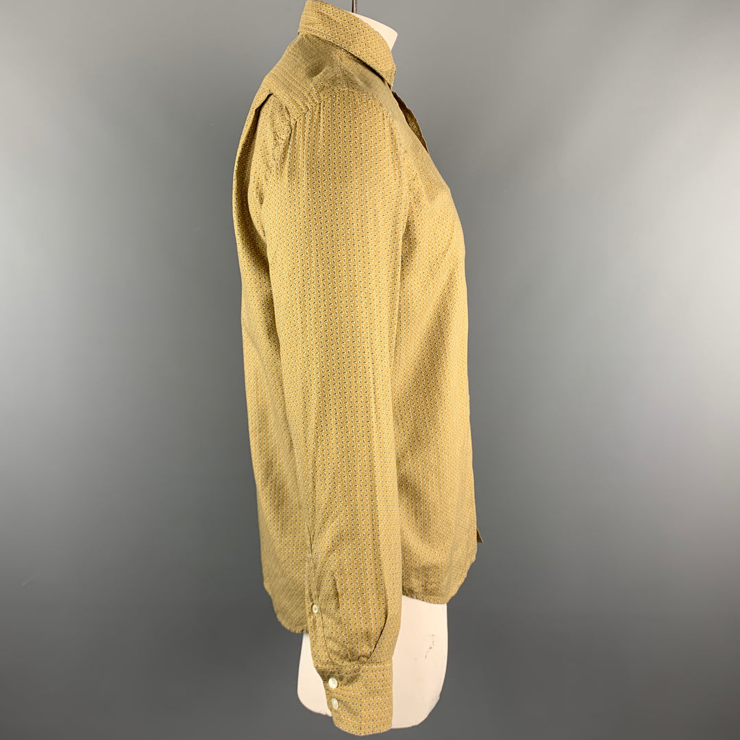 HARTFORD Taille XL Chemise à manches longues boutonnée en coton imprimé moutarde