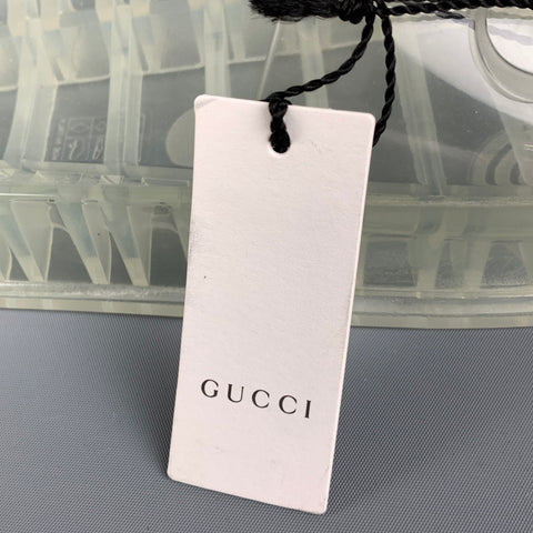 GUCCI Size 9.5 Clear Logo Rubber Sandals
