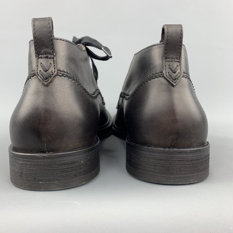 JOHN VARVATOS Talla 12 Botas con cordones de cuero macizo negro con suela de goma