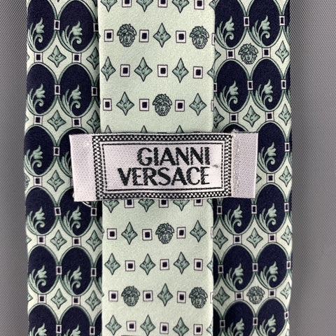 GIANNI VERSACE Navy Print Silk Tie