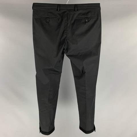 PRADA Size 34 Black Solid Cotton / Elastane Zip Fly Dress Pants