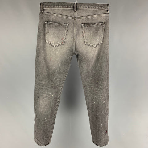 JOHN ELLIOTT Size 33 Gray Distressed Selvedge Denim Button Fly Jeans