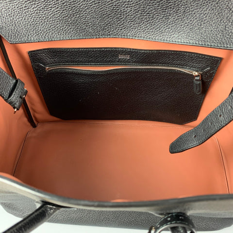BALLY Black Pebble Grain Leather Top Handles Handbag