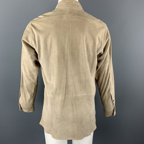 POLO by RALPH LAUREN Size S Khaki Suede Patch Pocket Long Sleeve Shirt