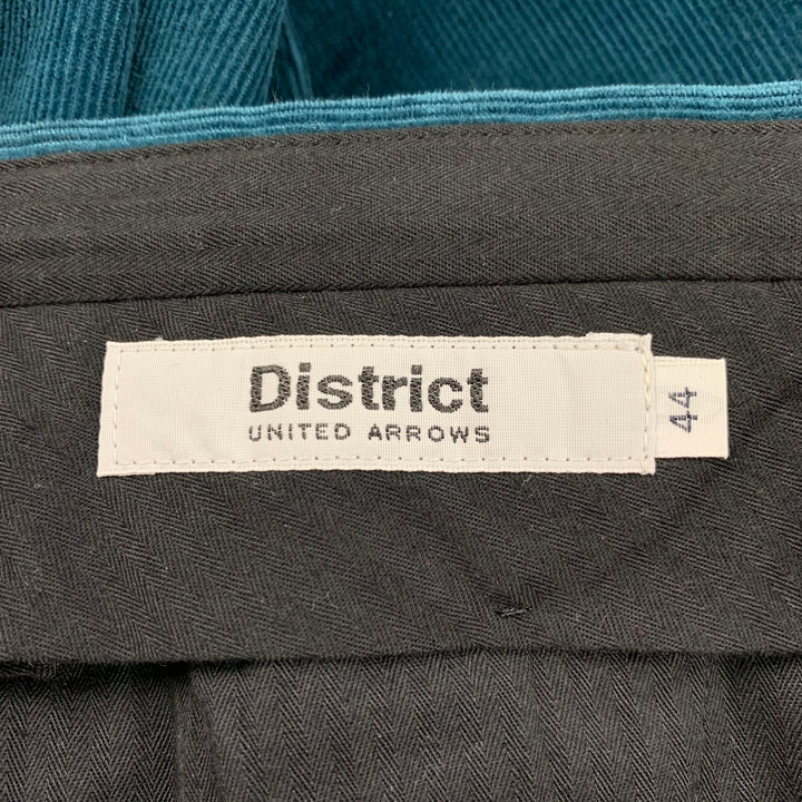 DISTRICT by UNITED ARROWS Size 28 Teal Corduroy Flat Front Casual Pants