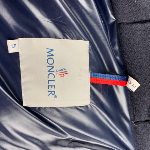 MONCLER Size XXL G32-003 Navy Quilted Wool Zip & Buttoned Hooded Parka Coat
