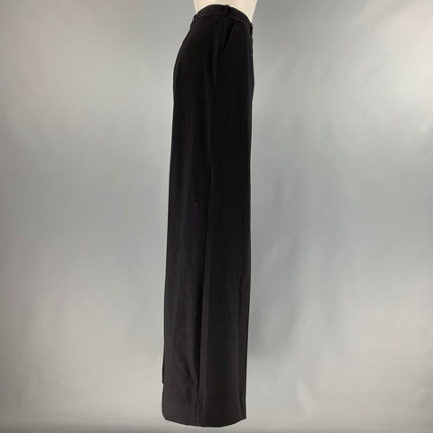 CELINE Taille L Pantalon habillé zippé en laine mélangée noire