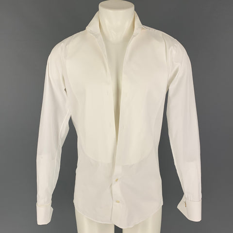 PHINEAS COLE Size XS White Cotton Tuxedo Long Sleeve Shirt