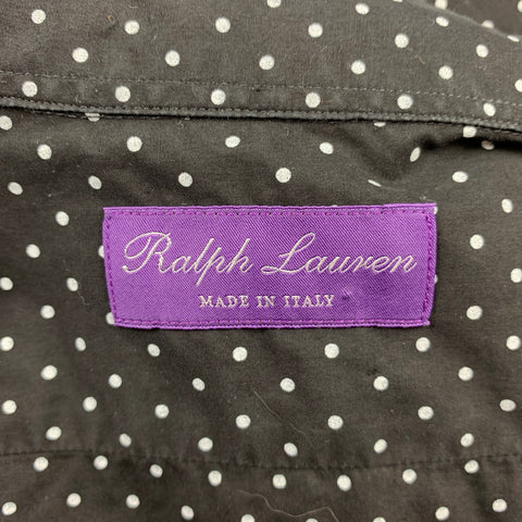 RALPH LAUREN Purple Label Size L Black & White Dots Cotton Button Up Long Sleeve Shirt