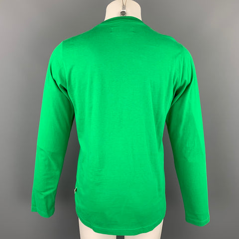 WALTER VAN BEIRENDONCK Size XL Green Cotton Long Sleeve T-shirt