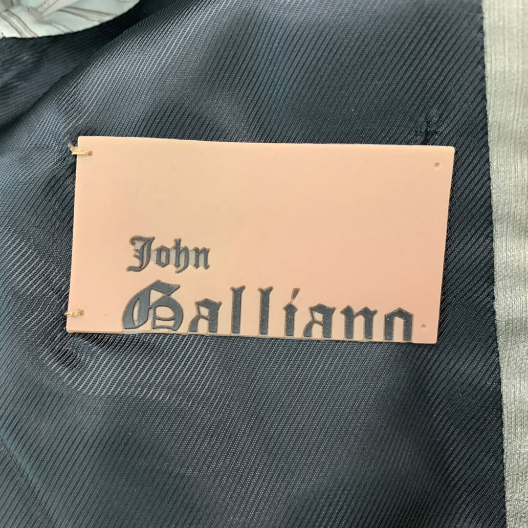 JOHN GALLIANO Size 42 Beige Black Silk 3 Button Sport Coat