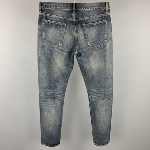CLUB MONACO Size 31 Blue Dirty Wash Denim Distressed Jeans