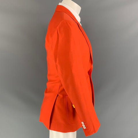 RICHFRESH Abrigo deportivo hecho a medida con solapa de muesca de lana naranja talla 40