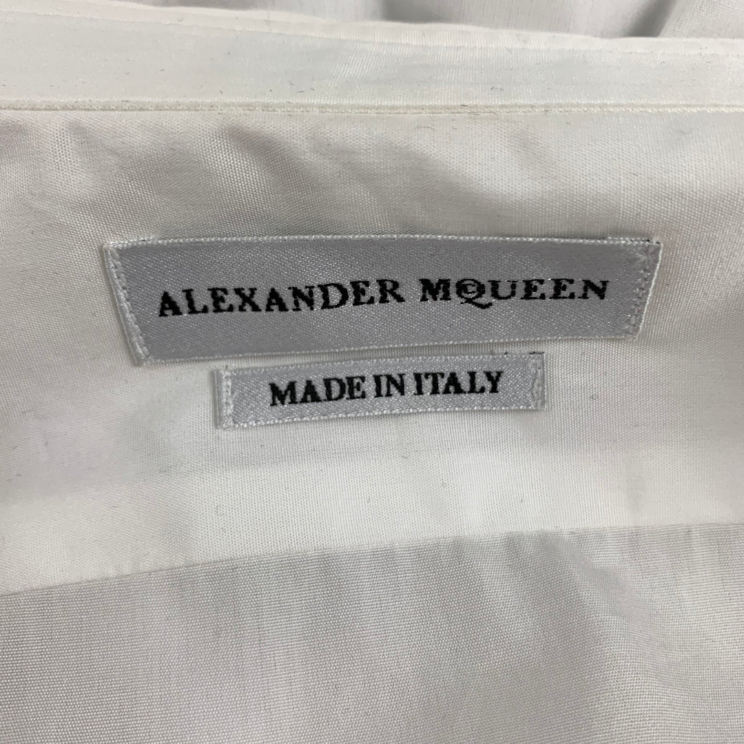 ALEXANDER MCQUEEN Size XL White Black Embroidery Cotton Long Sleeve Shirt