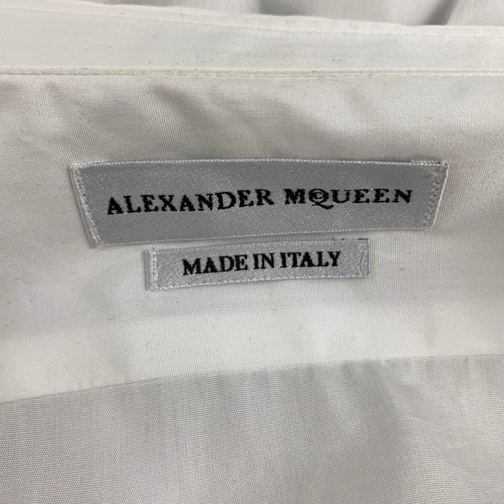 ALEXANDER MCQUEEN Size XL White Black Embroidery Cotton Long Sleeve Shirt